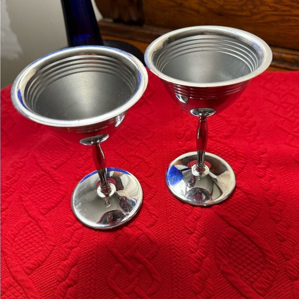 2 Vintage Chrome Goblets - Picture 6 of 6